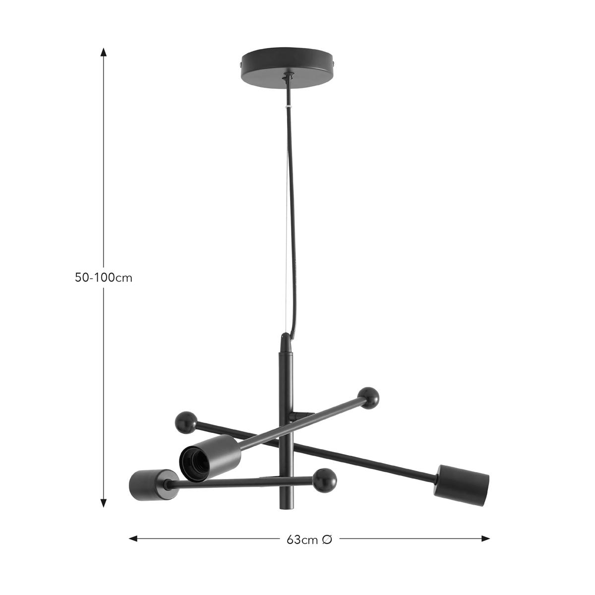 Koppla 3 Light Pendant Ceiling Fitting Black – image 6
