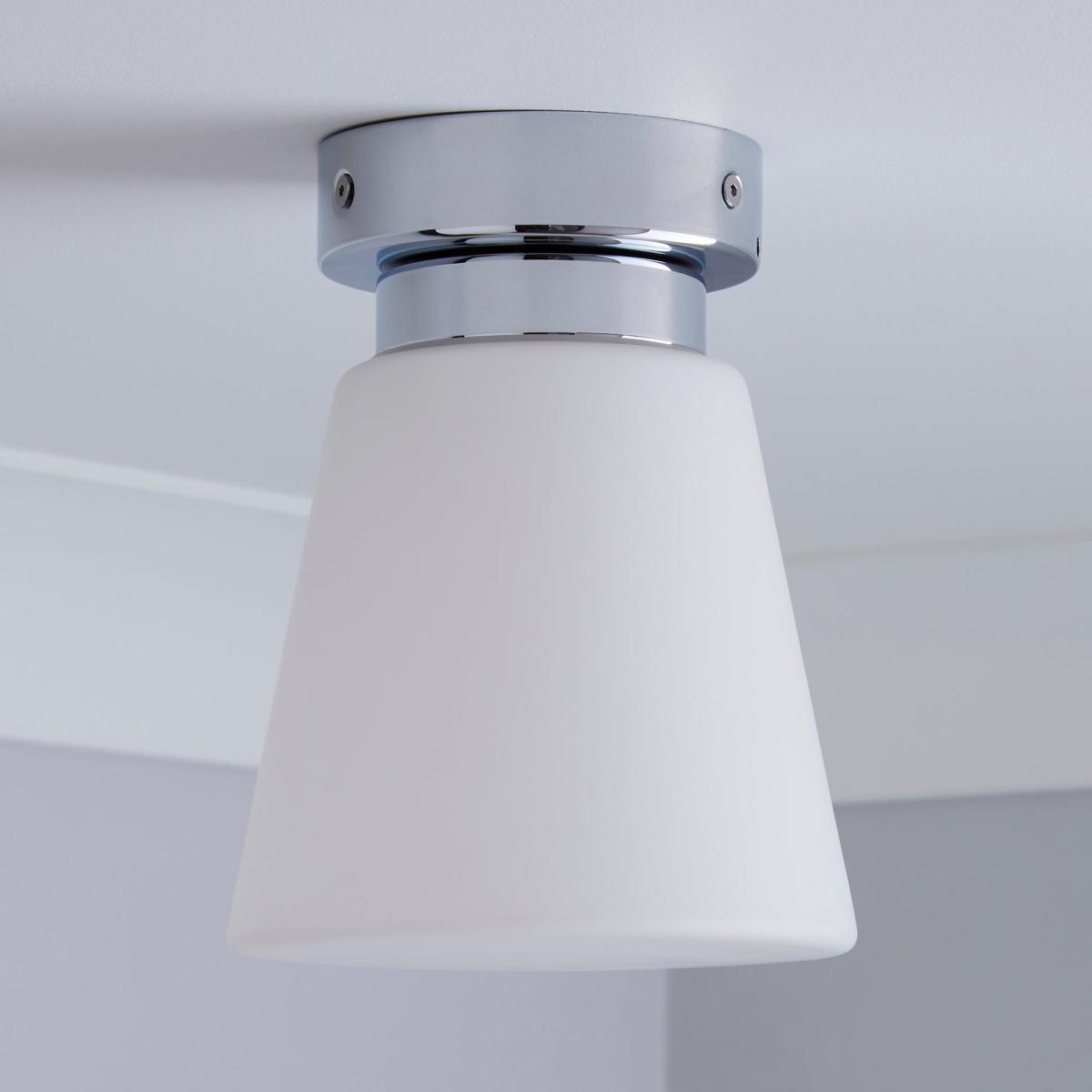 Delavin 1 Light Pendant Frosted Glass Flush Ceiling Fitting Silver – image 2
