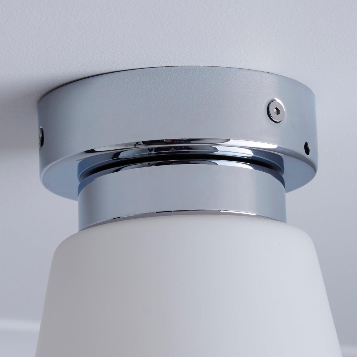 Delavin 1 Light Pendant Frosted Glass Flush Ceiling Fitting Silver – image 4