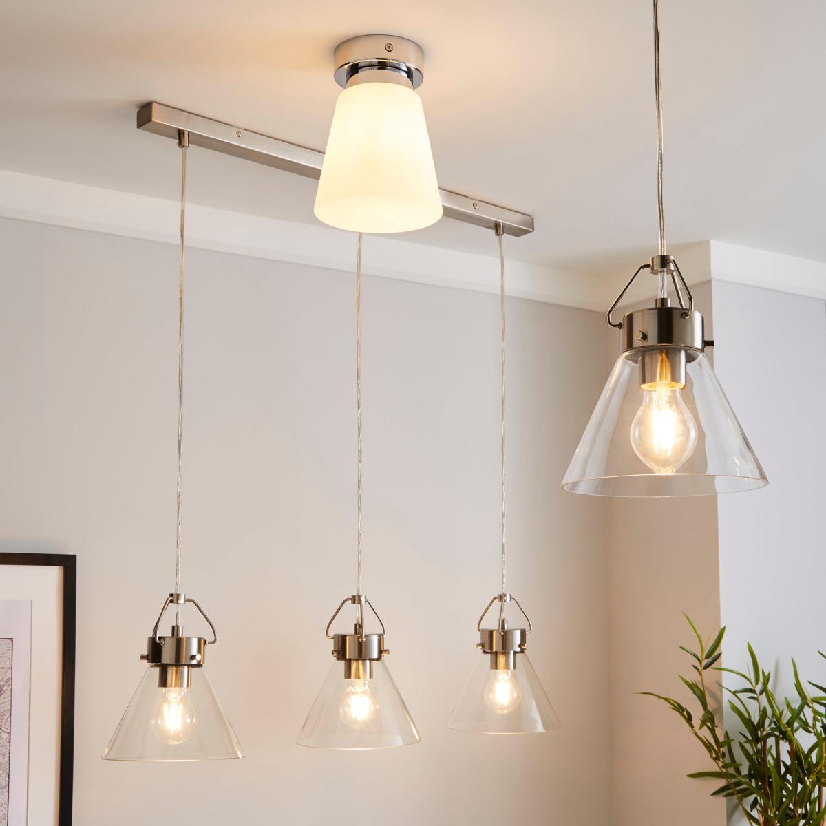 Delavin 1 Light Pendant Frosted Glass Flush Ceiling Fitting Silver – image 6