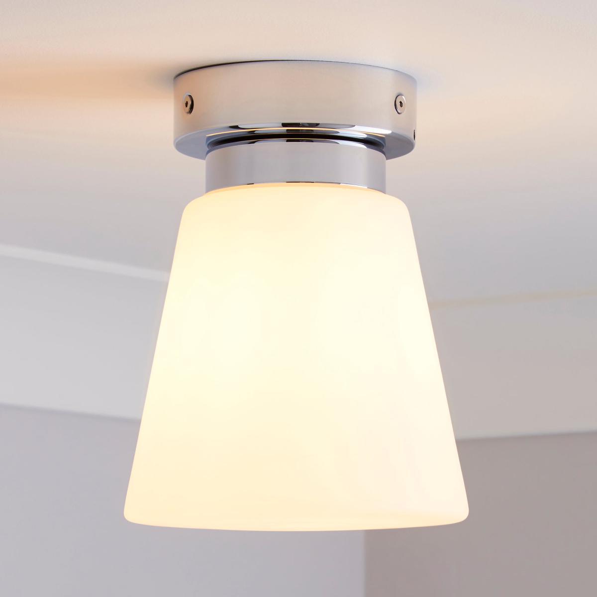 Delavin 1 Light Pendant Frosted Glass Flush Ceiling Fitting Silver – image 1