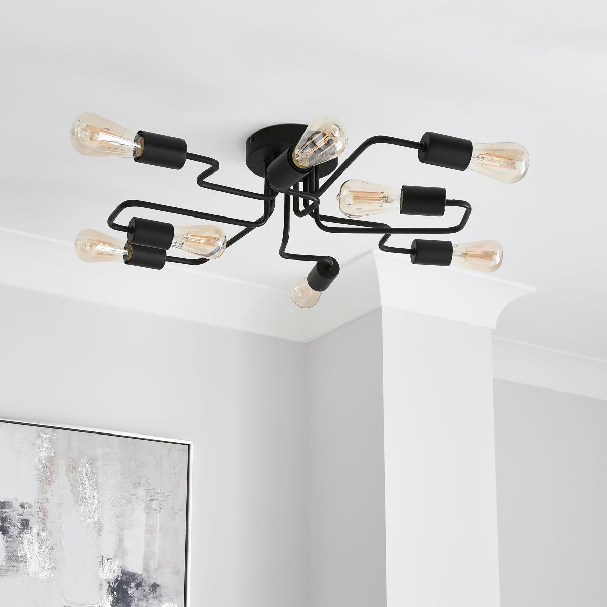 Kacy 8 Light Semi Flush Ceiling Fitting Black – image 2