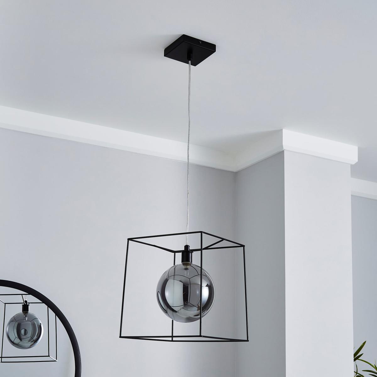 Elena Glass Pendant Ceiling Fitting Black – image 2