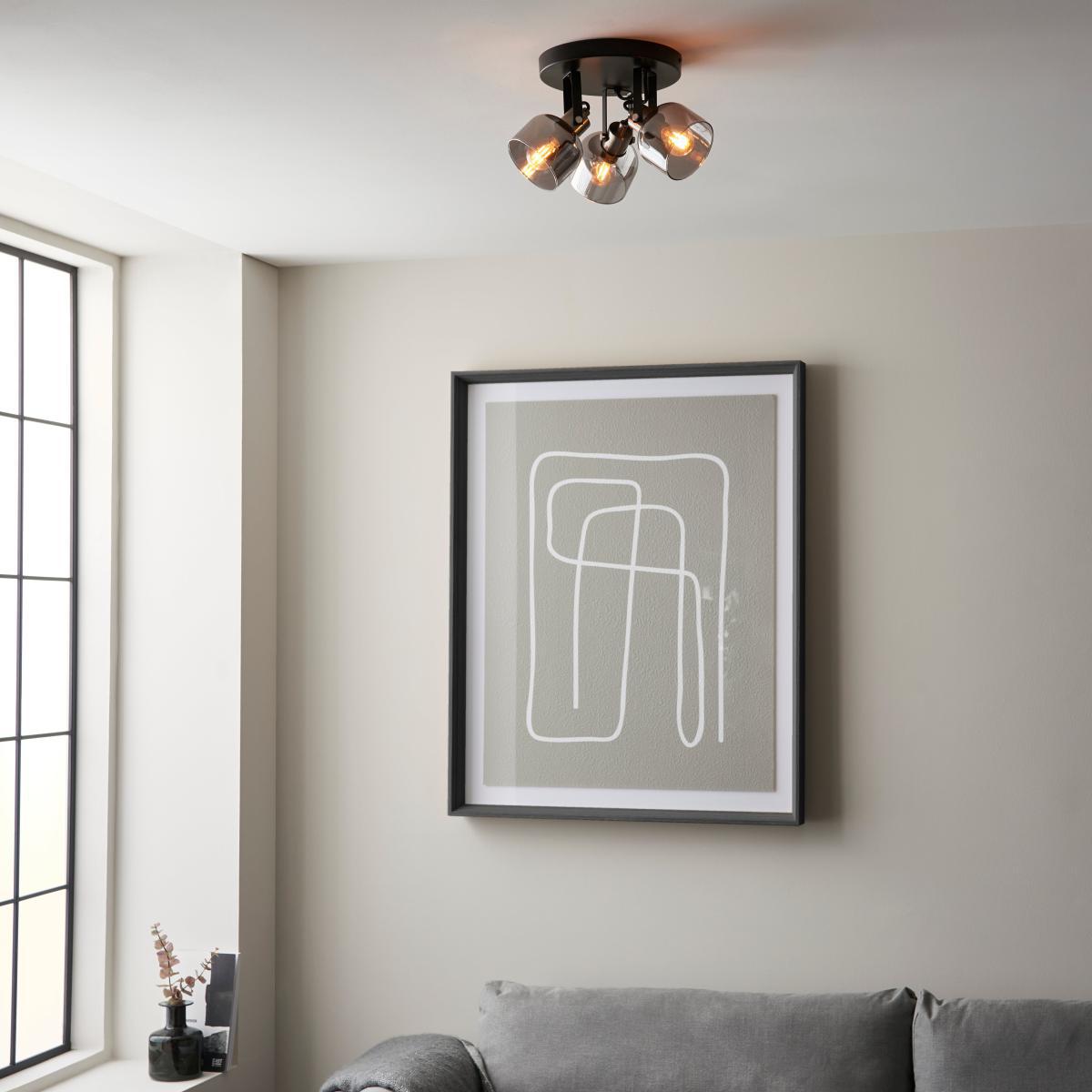 Palazzo 3 Light Smoked Glass Spotlight Black (Nickel) – image 3