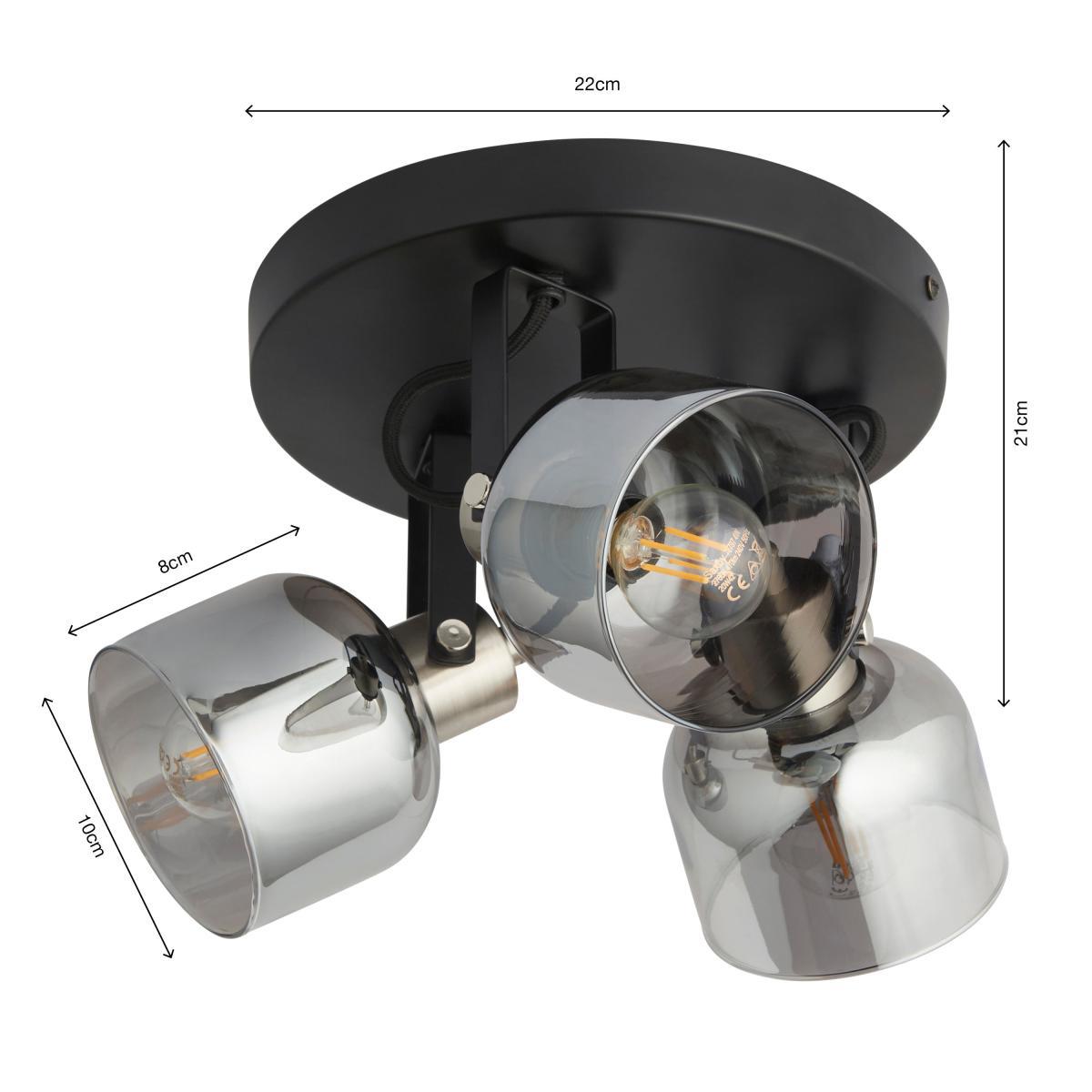 Palazzo 3 Light Smoked Glass Spotlight Black (Nickel) – image 7
