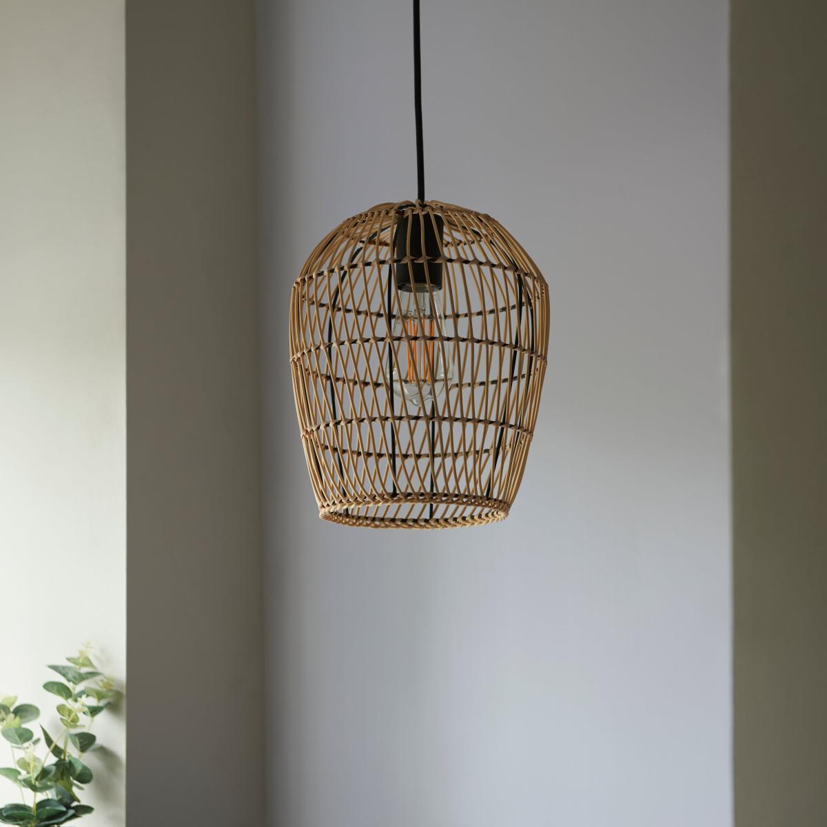 Kirra Bathroom 1 Light Pendant Faux Rattan Ceiling Fitting Natural – image 2