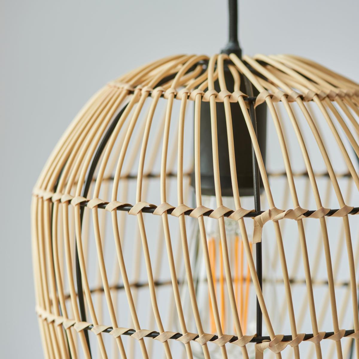 Kirra Bathroom 1 Light Pendant Faux Rattan Ceiling Fitting Natural – image 3