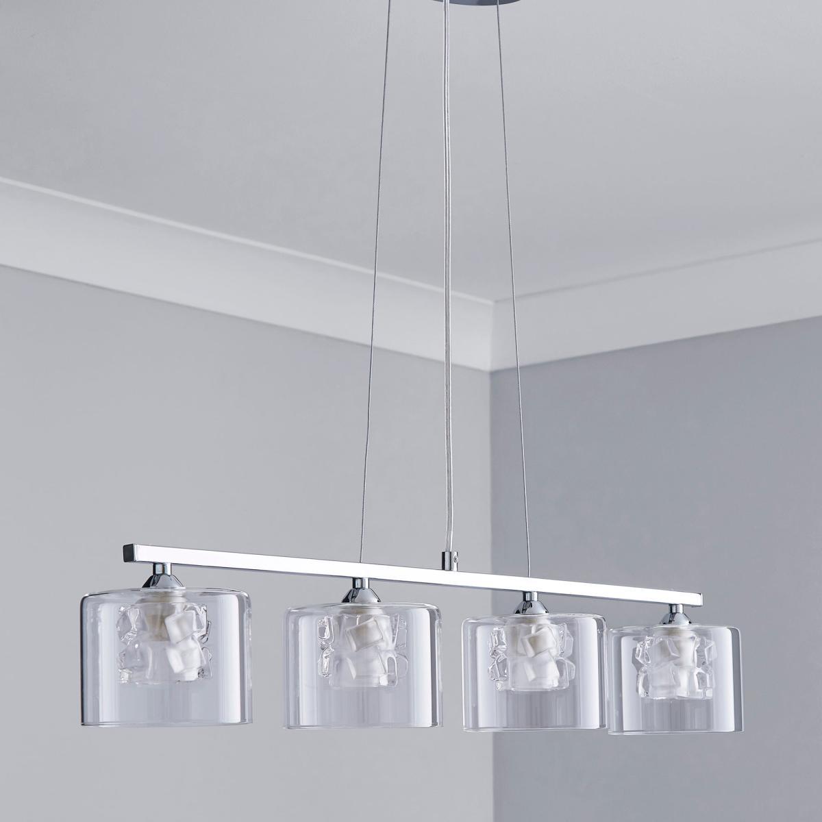 Erie 4 Light Bar Glass Diner Ceiling Fitting Silver – image 2