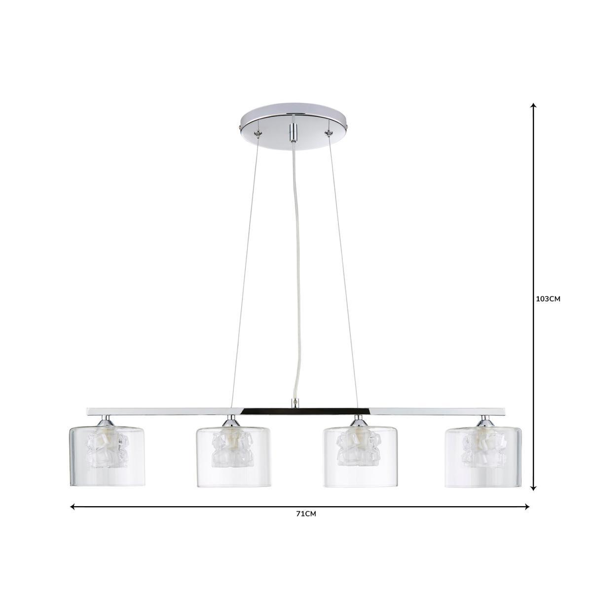 Erie 4 Light Bar Glass Diner Ceiling Fitting Silver – image 7