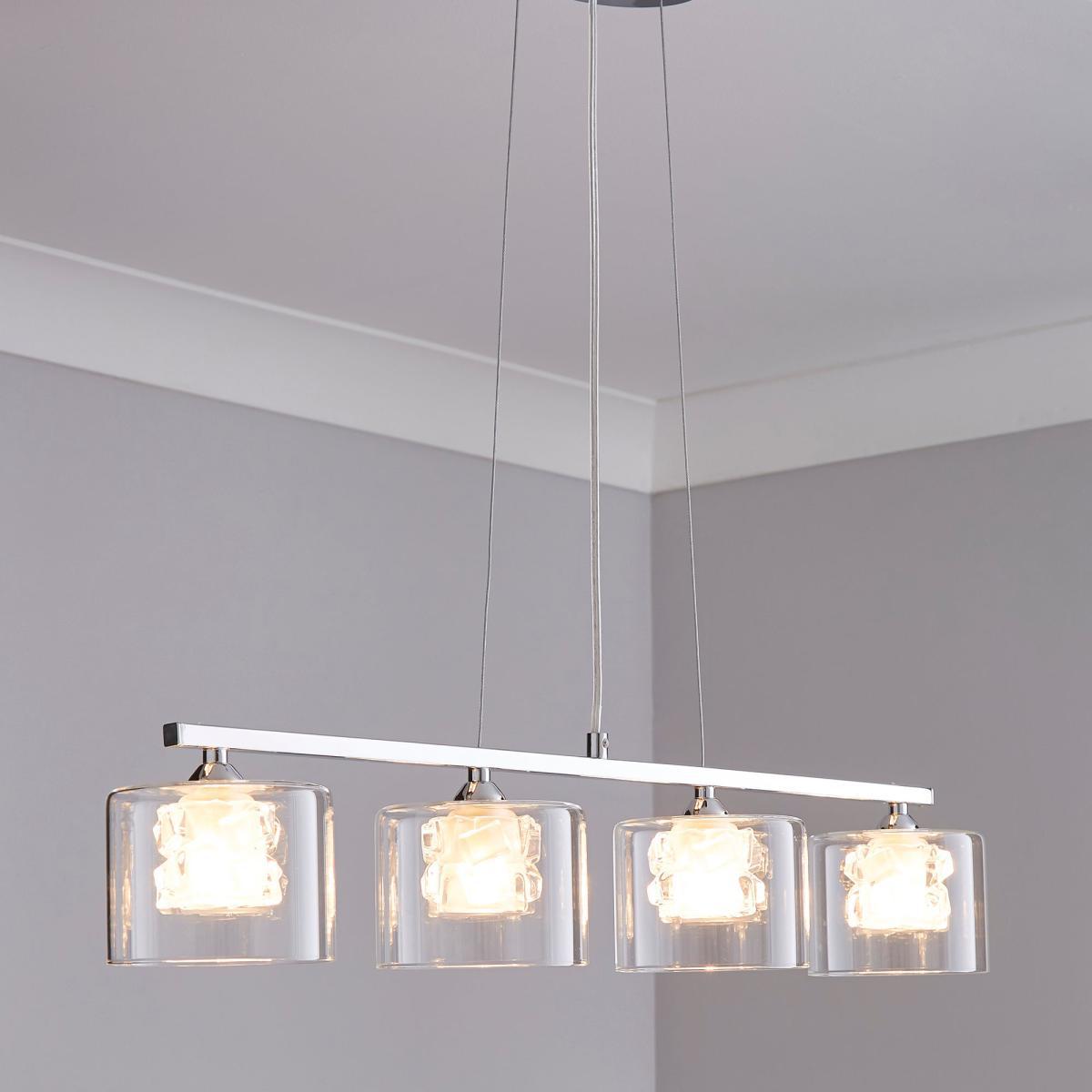Erie 4 Light Bar Glass Diner Ceiling Fitting Silver – image 1