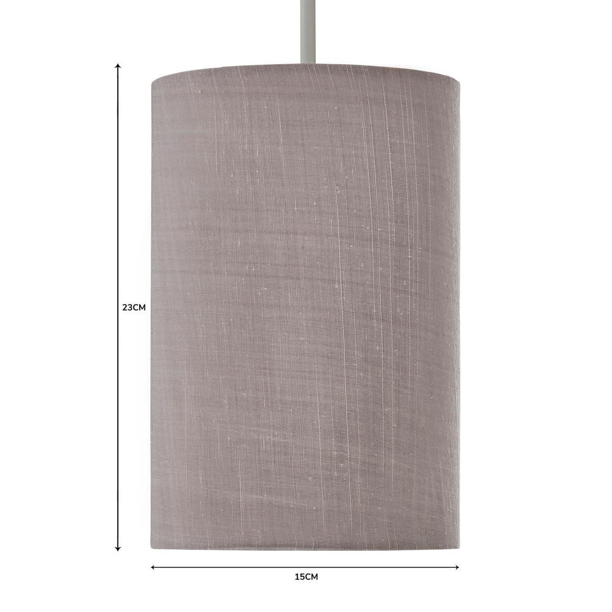 Mariah Faux Silk 15cm Cylinder Lamp Shade Silver – image 5
