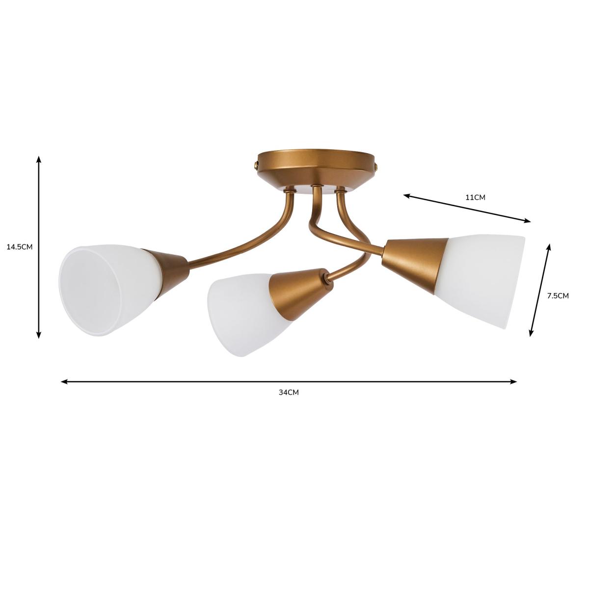 Ordway Frosted 3 Light Ceiling Fitting Antique Brass – image 6