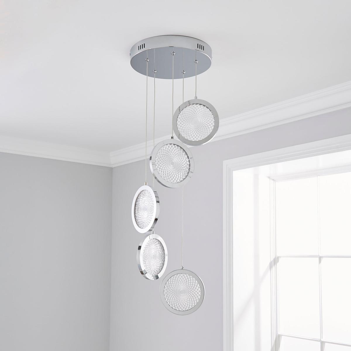 Cora Cluster Disc 5 Light Ceiling Fitting Chrome – image 2