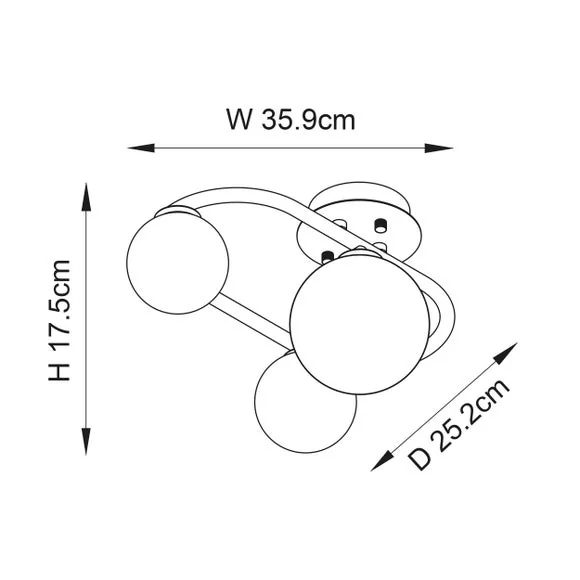 Vogue Orb 3 Light Semi Flush Bathroom Ceiling Light – image 5