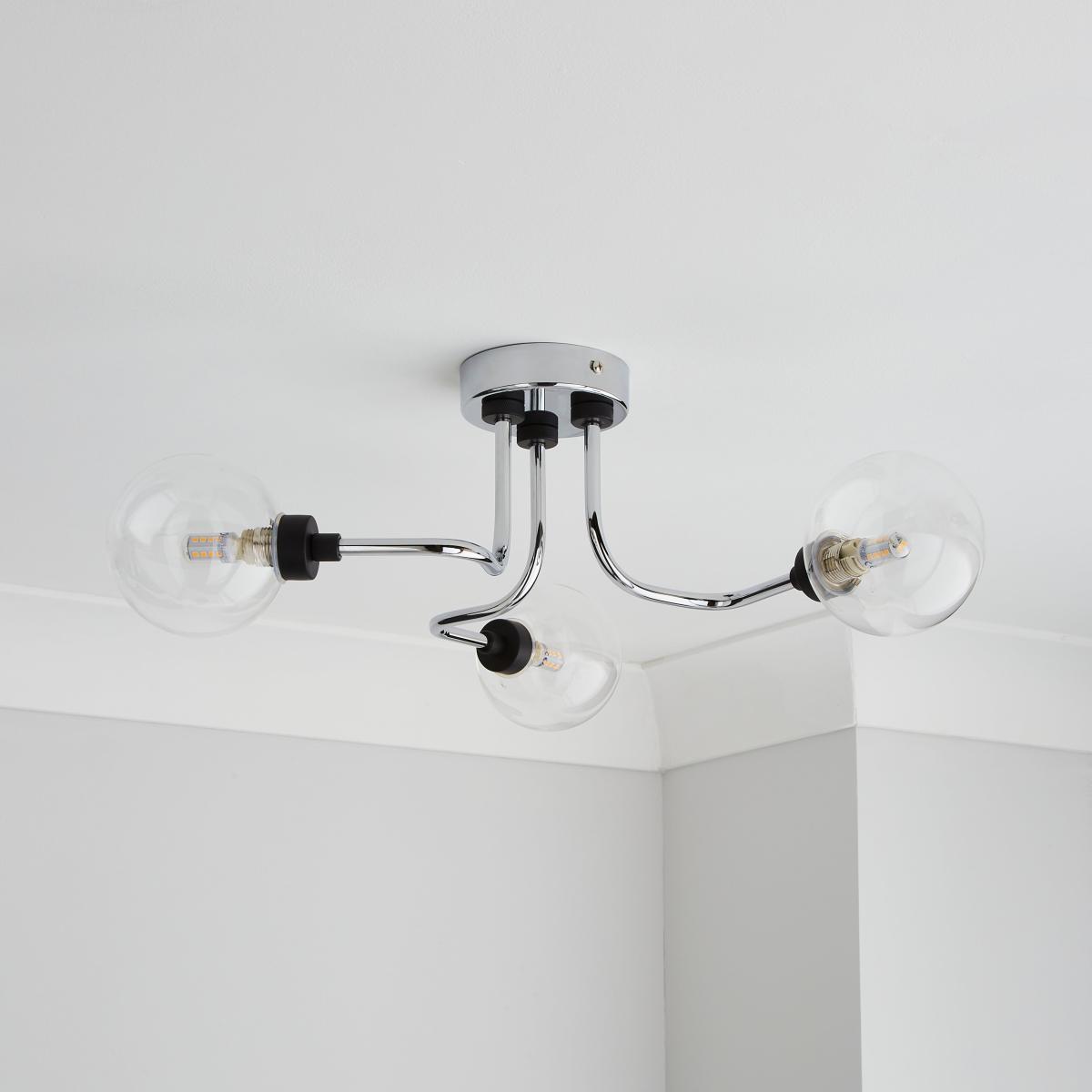 Tanner 3 Light Semi Flush Ceiling Fitting Chrome – image 2