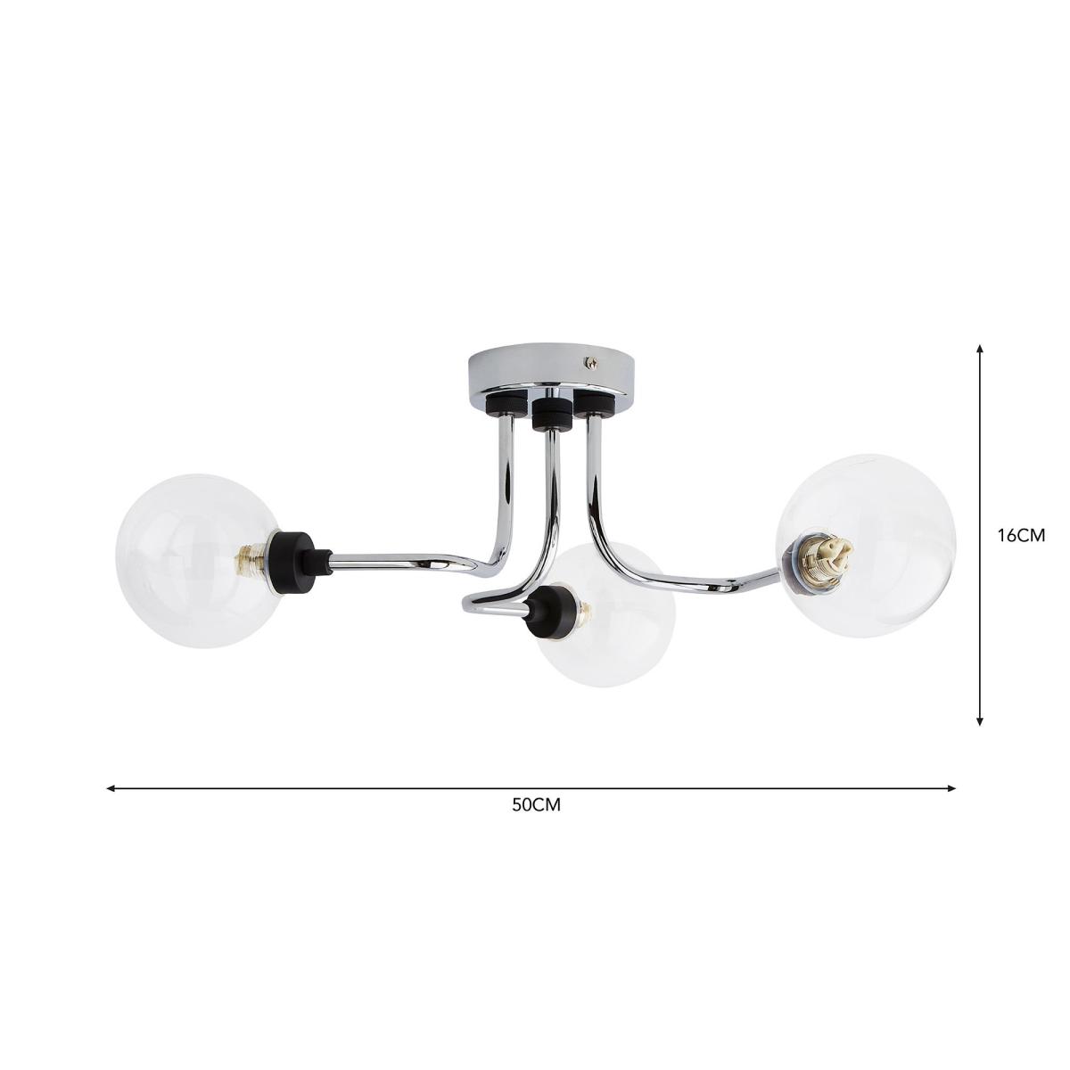 Tanner 3 Light Semi Flush Ceiling Fitting Chrome – image 6