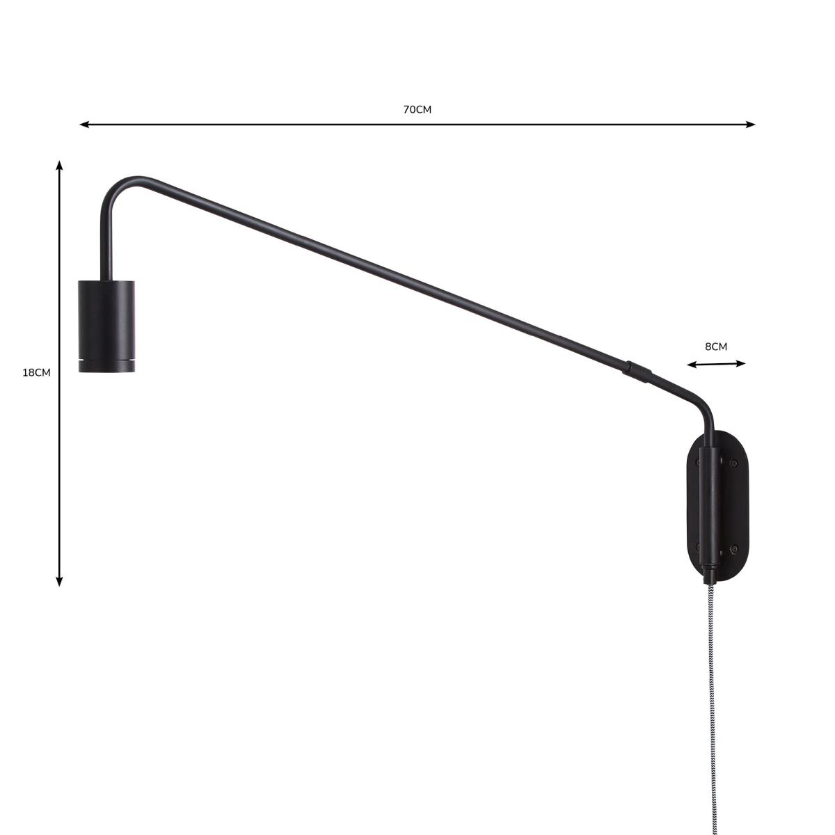 Braddy Arc Plug in Wall Light Black – image 5