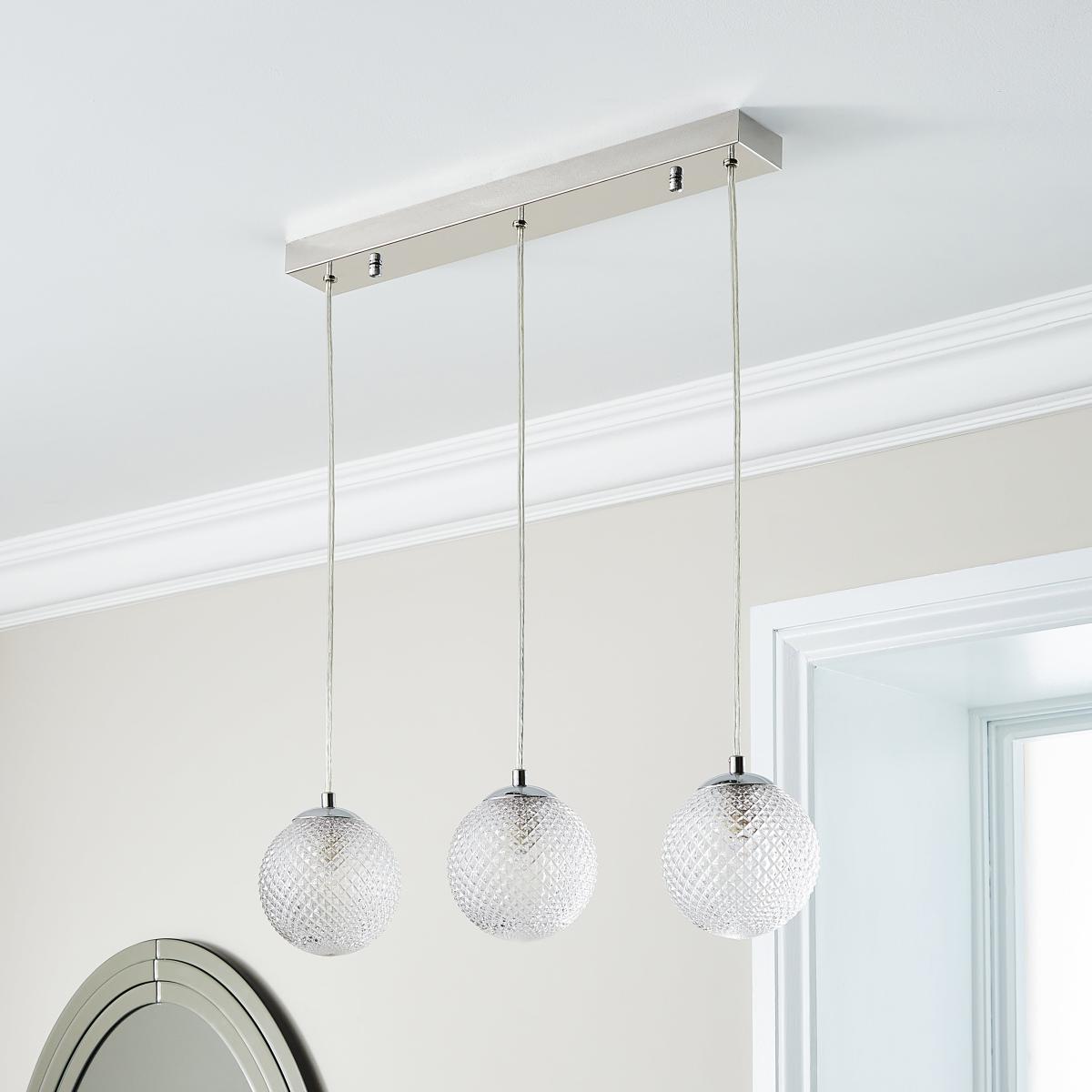 Vaughn 3 Light Globe Diner Fitting Silver – image 2