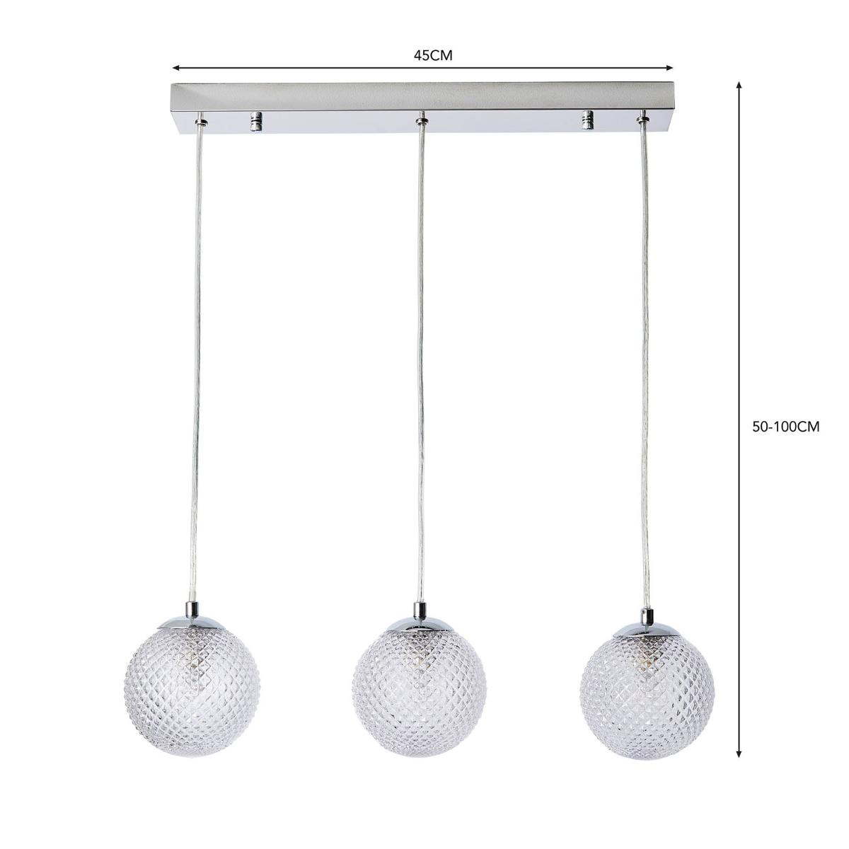 Vaughn 3 Light Globe Diner Fitting Silver – image 5