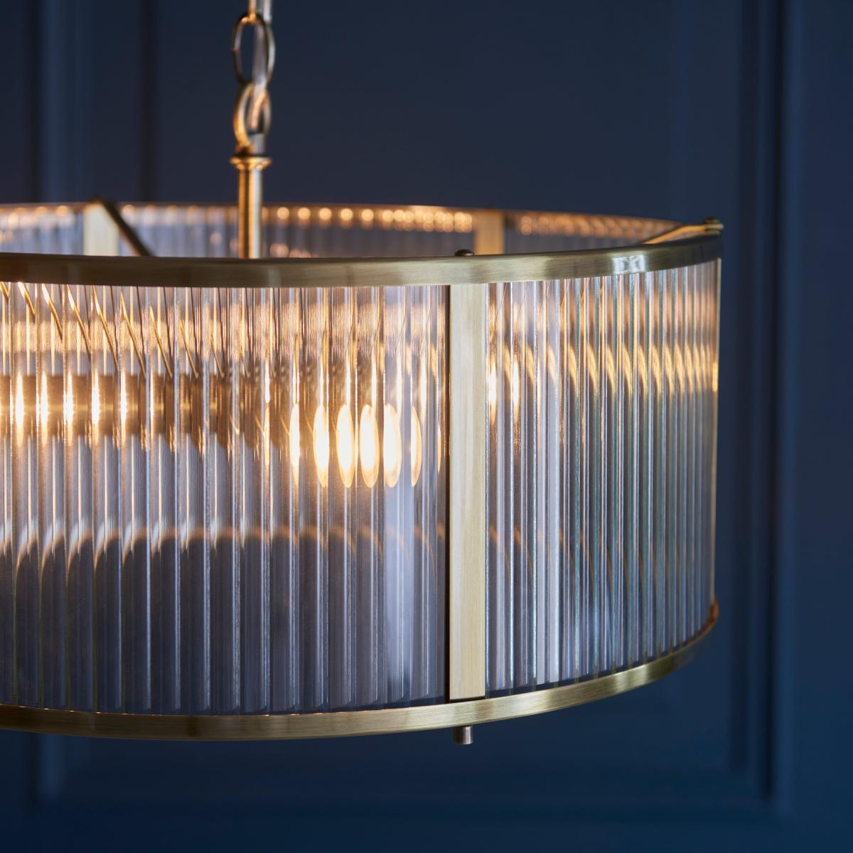 Vogue Hadley Ribbed 3 Light Pendant Light Gold – image 2