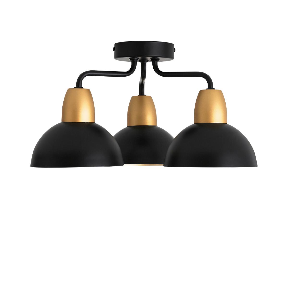 Haus 3 Light Semi Flush Ceiling Fitting Black/Gold – image 5