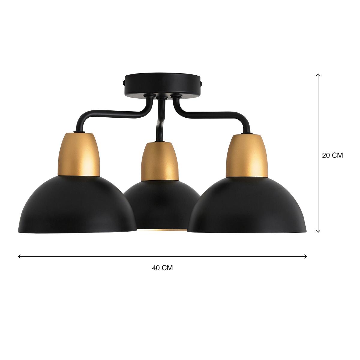 Haus 3 Light Semi Flush Ceiling Fitting Black/Gold – image 6
