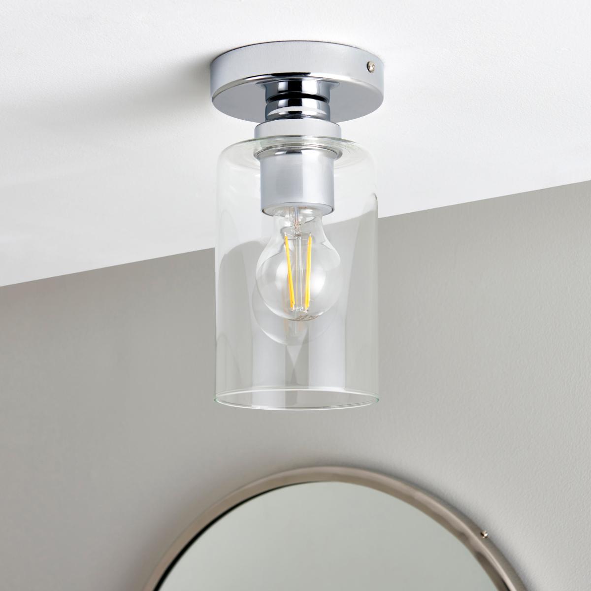 Fryer Chrome Bathroom 1 Light Flush Ceiling Fitting Silver – image 2