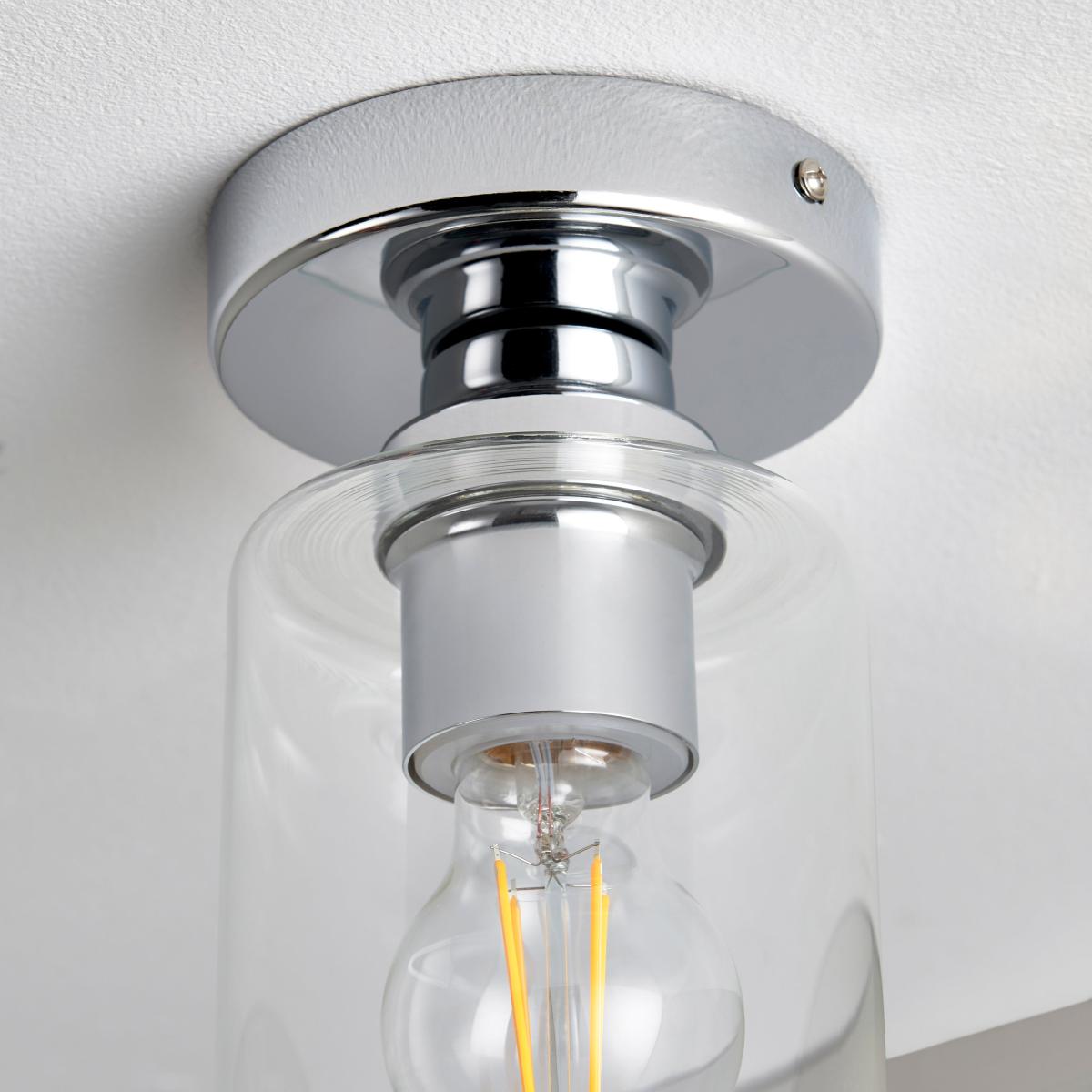 Fryer Chrome Bathroom 1 Light Flush Ceiling Fitting Silver – image 4