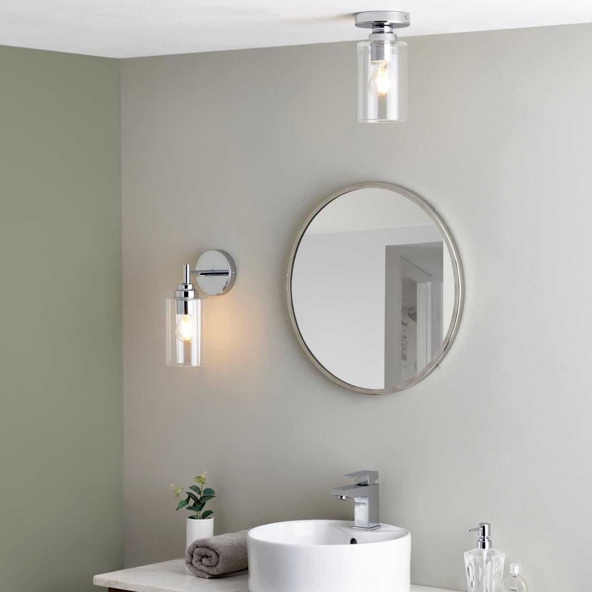 Fryer Chrome Bathroom 1 Light Flush Ceiling Fitting Silver – image 5