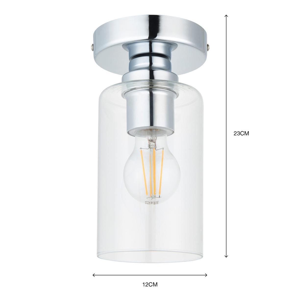 Fryer Chrome Bathroom 1 Light Flush Ceiling Fitting Silver – image 7