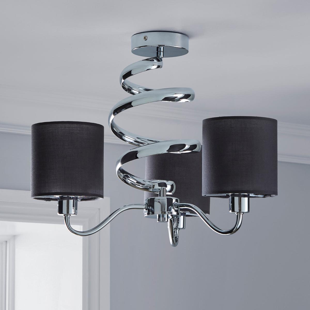 Etta 3 Light Grey Shaded Chrome Ceiling Fitting Chrome – image 2