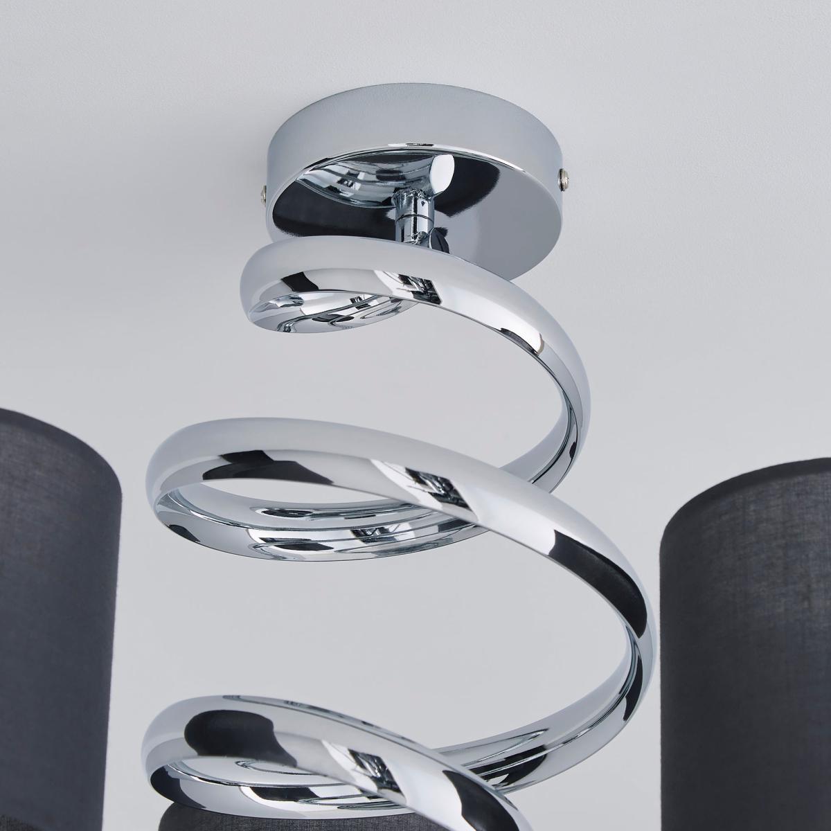 Etta 3 Light Grey Shaded Chrome Ceiling Fitting Chrome – image 4