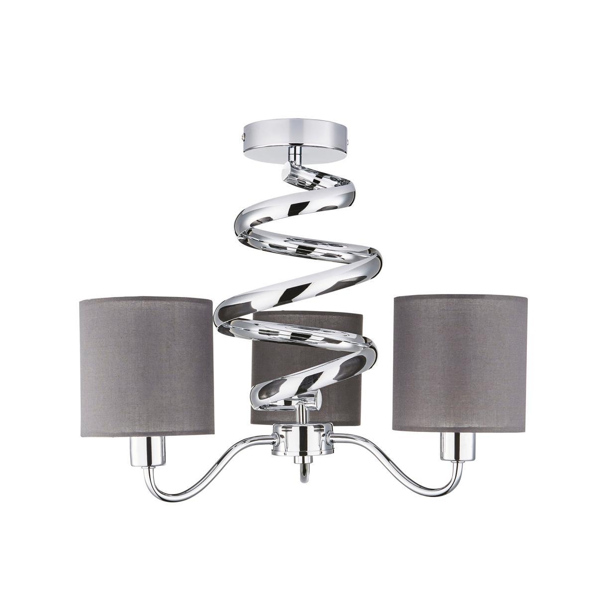 Etta 3 Light Grey Shaded Chrome Ceiling Fitting Chrome – image 6