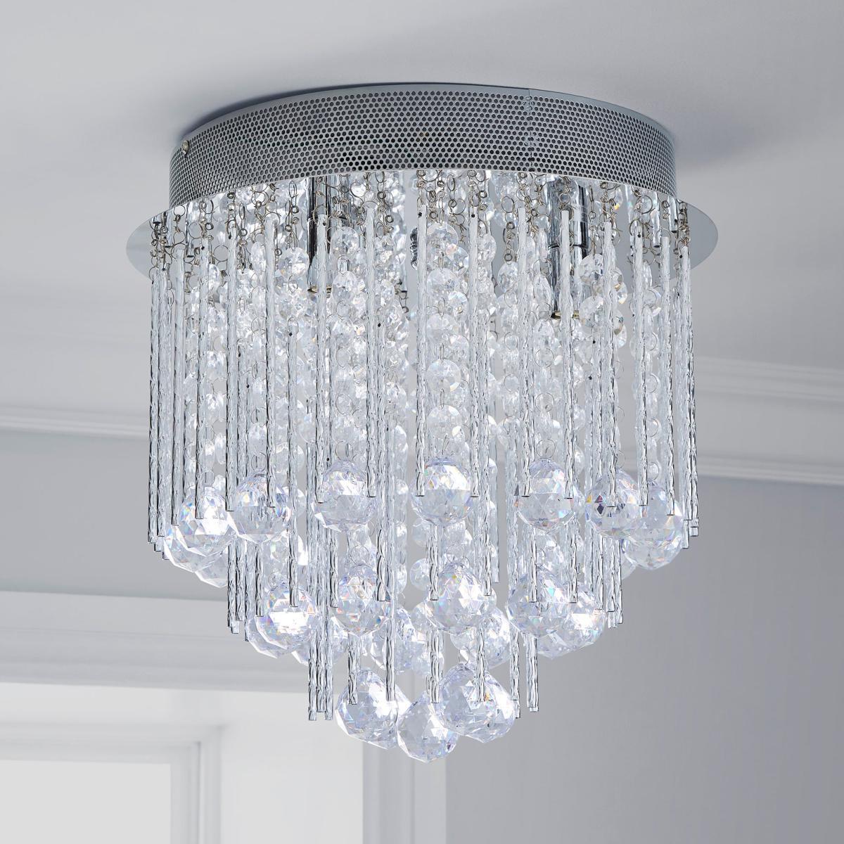 Parika 3 Light Glass Droplet Flush Ceiling Fitting Silver – image 2
