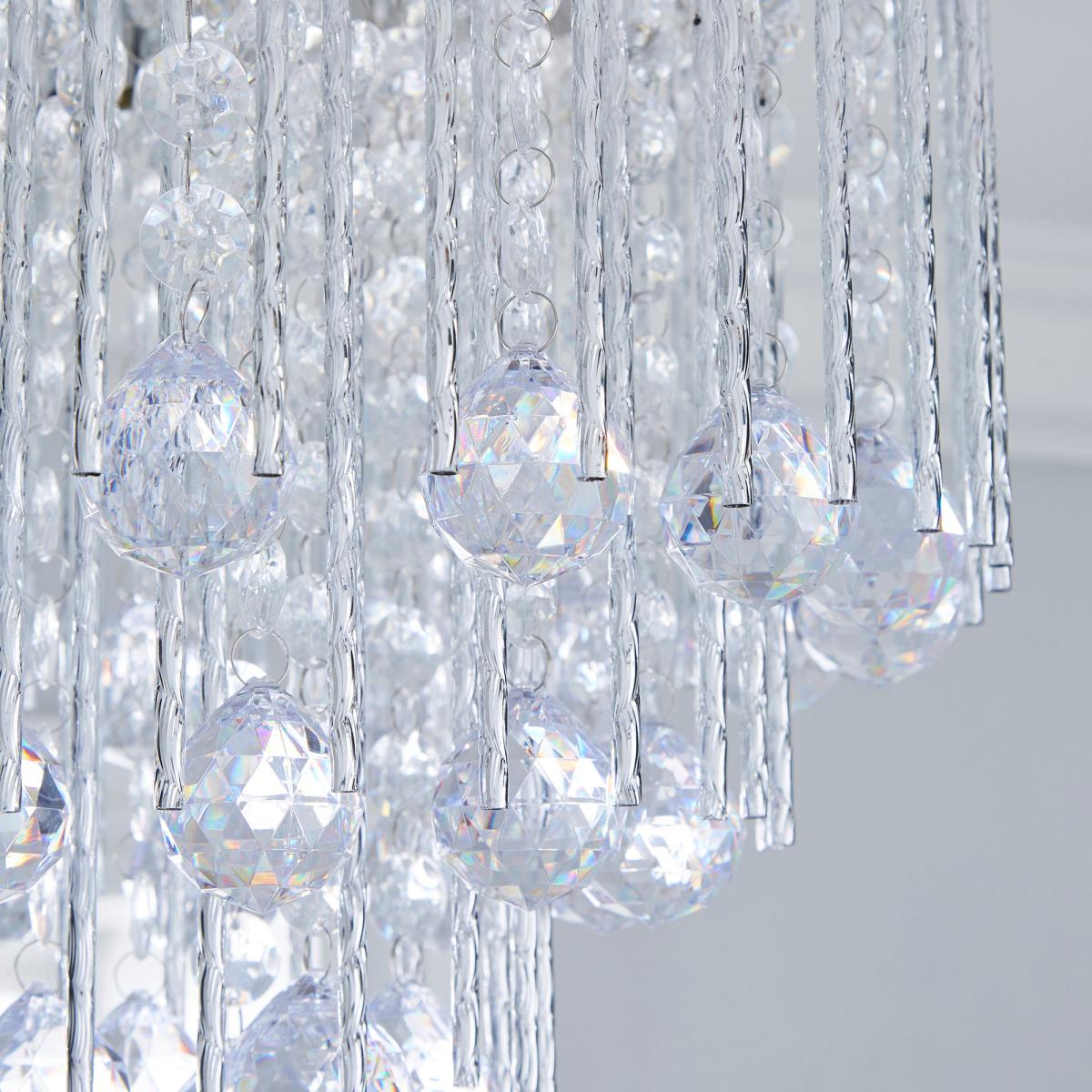Parika 3 Light Glass Droplet Flush Ceiling Fitting Silver – image 3