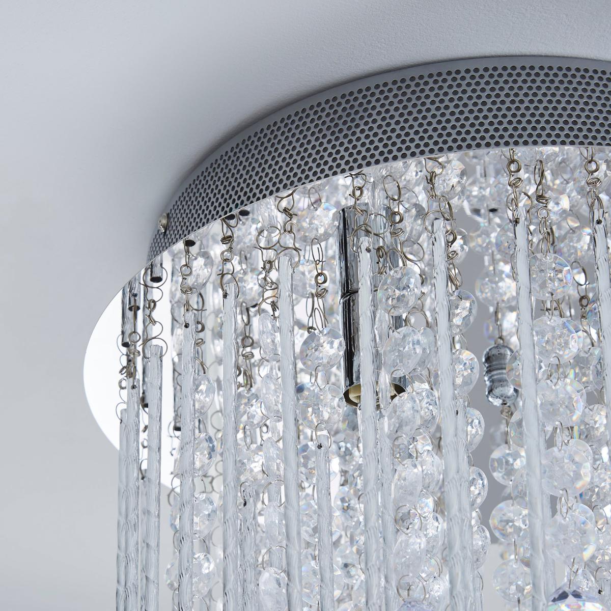 Parika 3 Light Glass Droplet Flush Ceiling Fitting Silver – image 4