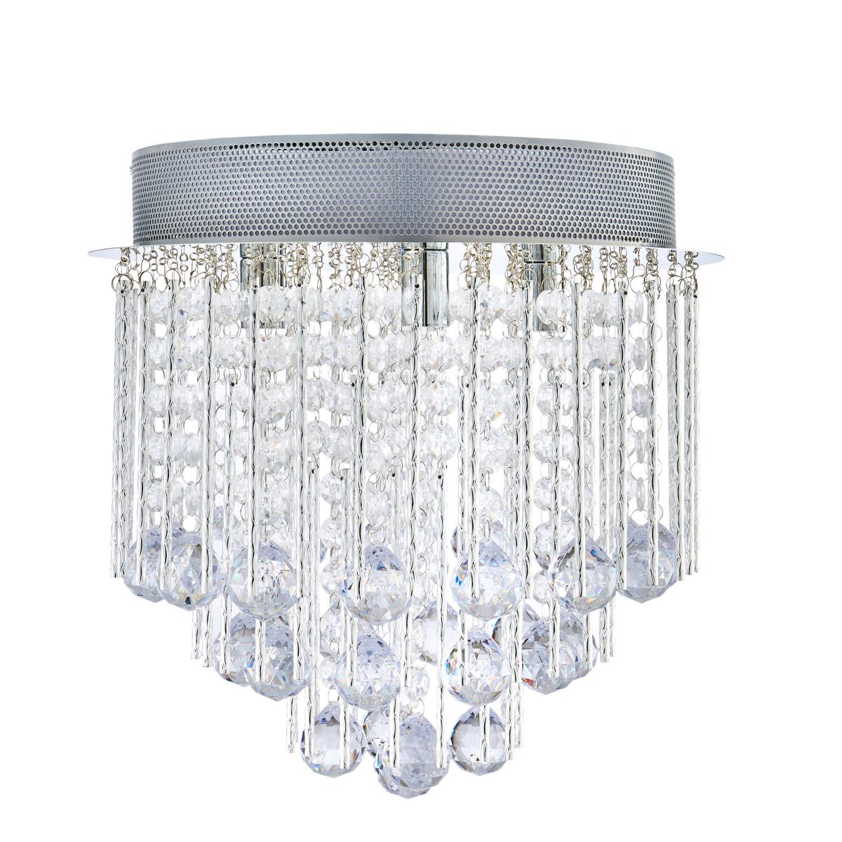 Parika 3 Light Glass Droplet Flush Ceiling Fitting Silver – image 5