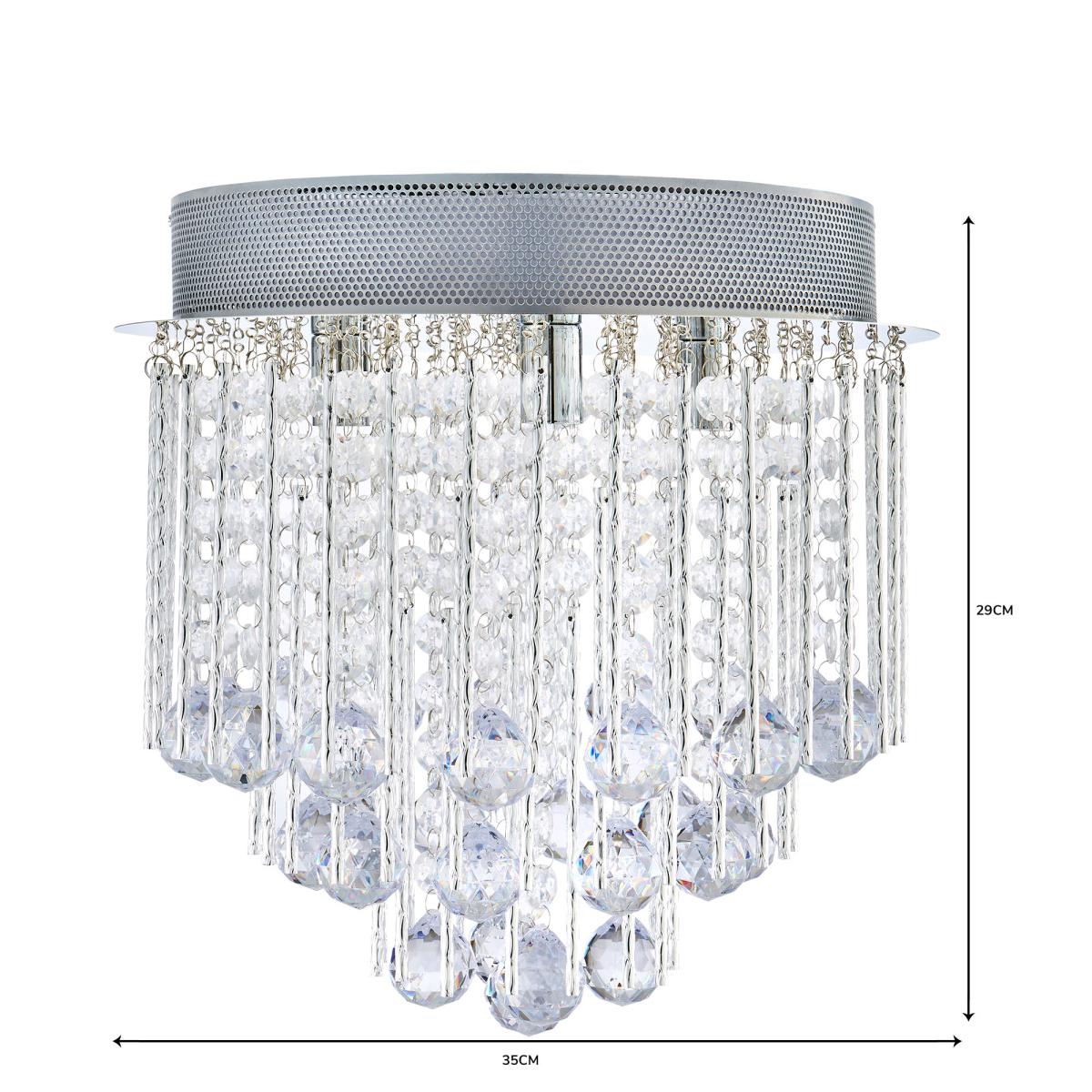 Parika 3 Light Glass Droplet Flush Ceiling Fitting Silver – image 6