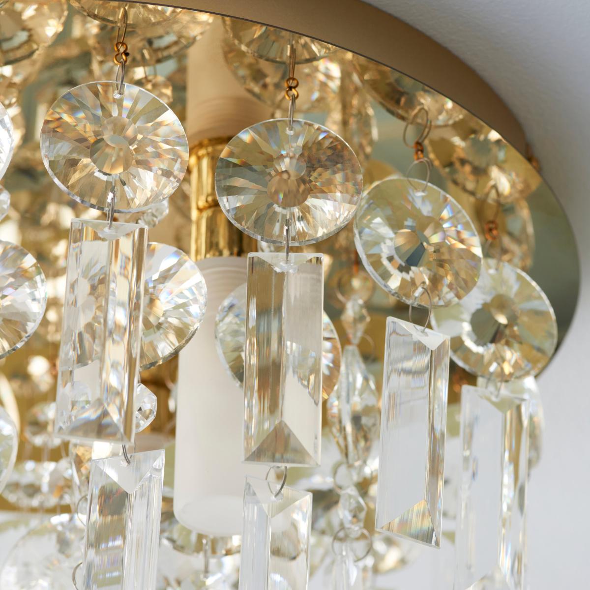 Bel Air Satin Gold Bathroom 3 Light Flush Ceiling Fitting Gold – image 4