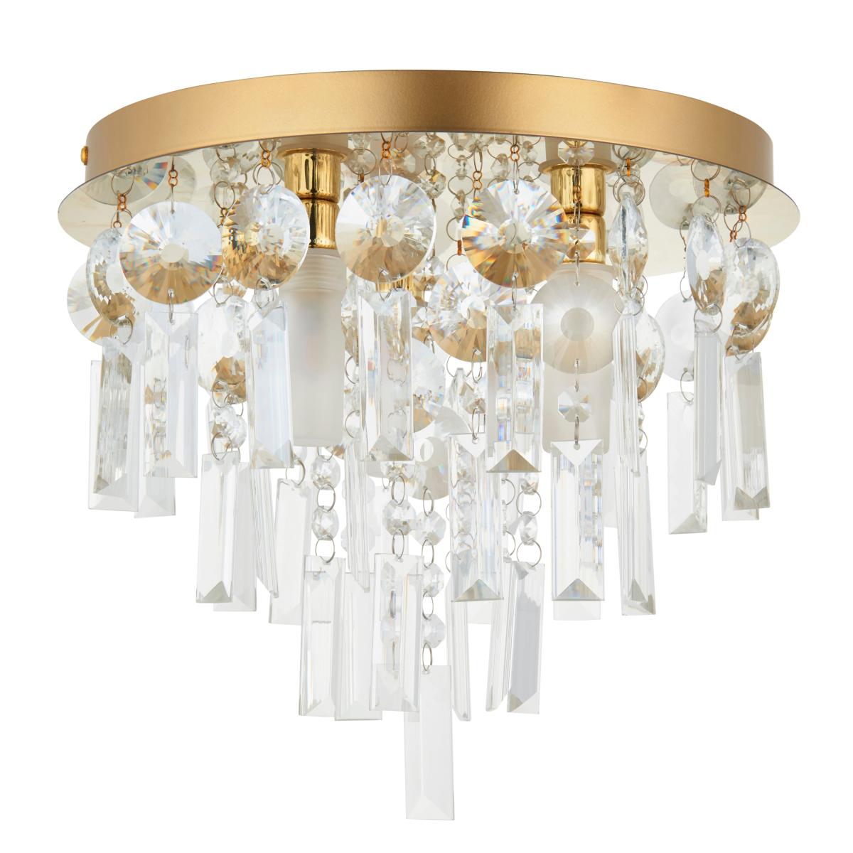 Bel Air Satin Gold Bathroom 3 Light Flush Ceiling Fitting Gold – image 6