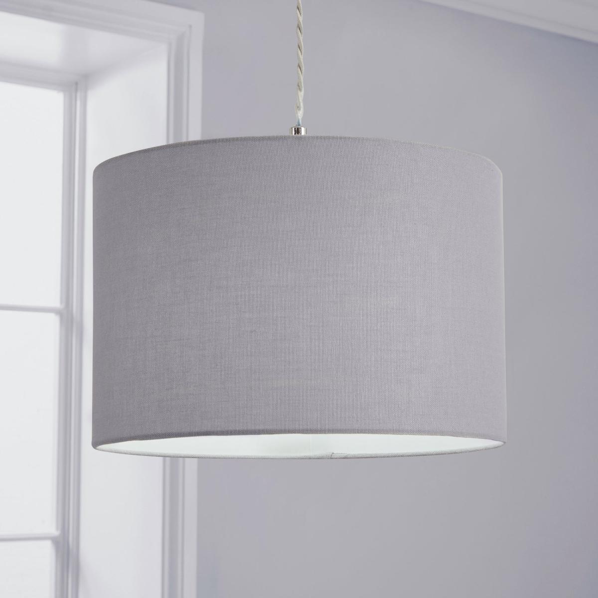 Luna Dove Grey 30cm Drum Shade Grey – image 1