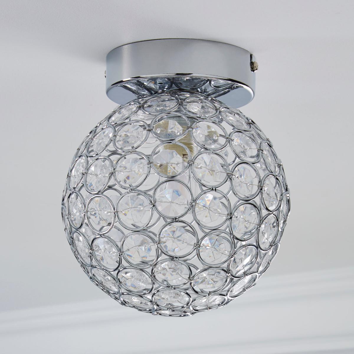 Sphere 1 Light Pendant Flush Ceiling Fitting Silver – image 2
