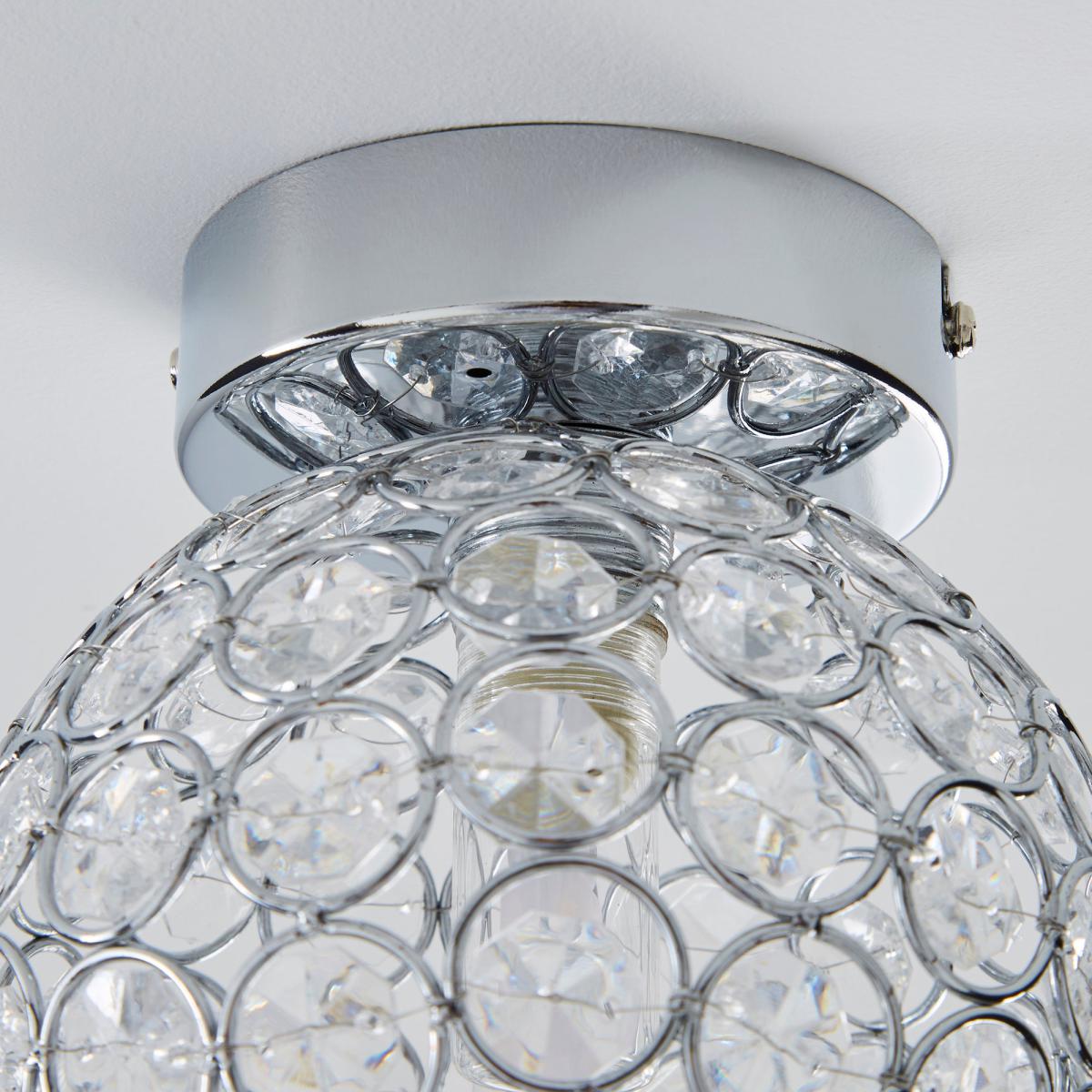 Sphere 1 Light Pendant Flush Ceiling Fitting Silver – image 4