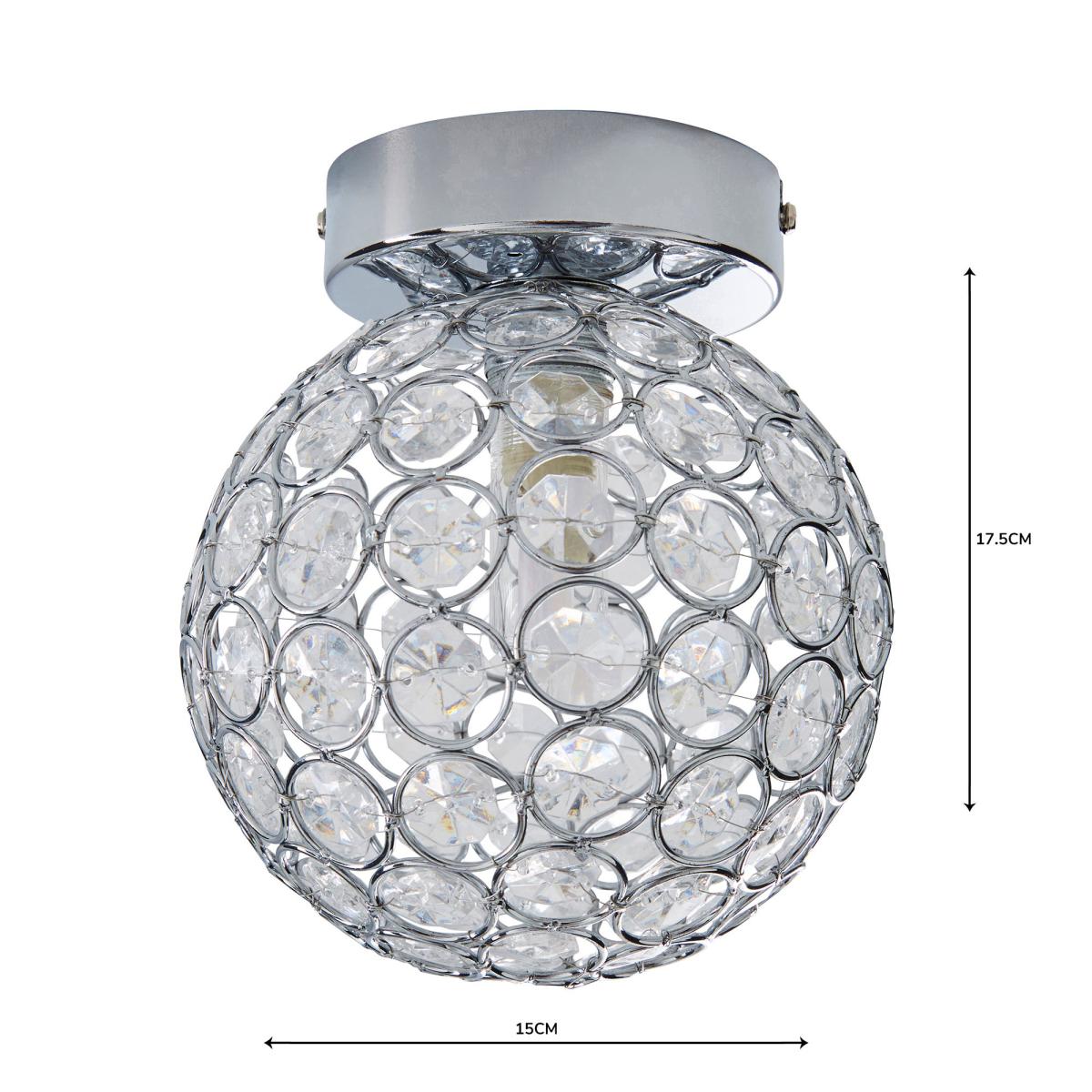 Sphere 1 Light Pendant Flush Ceiling Fitting Silver – image 5