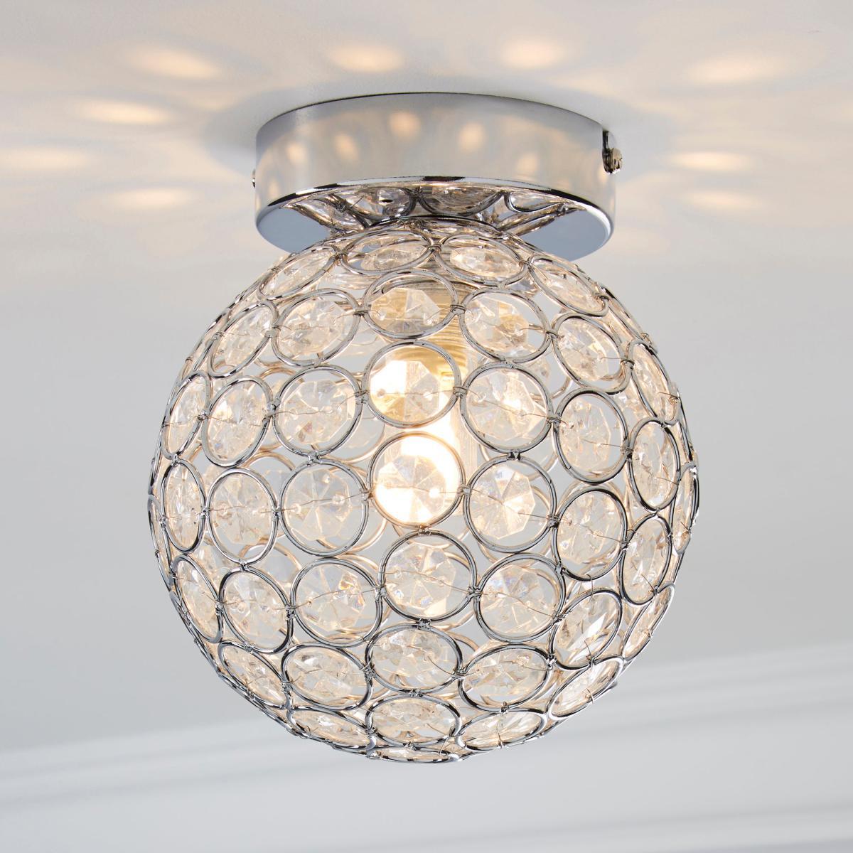 Sphere 1 Light Pendant Flush Ceiling Fitting Silver – image 1