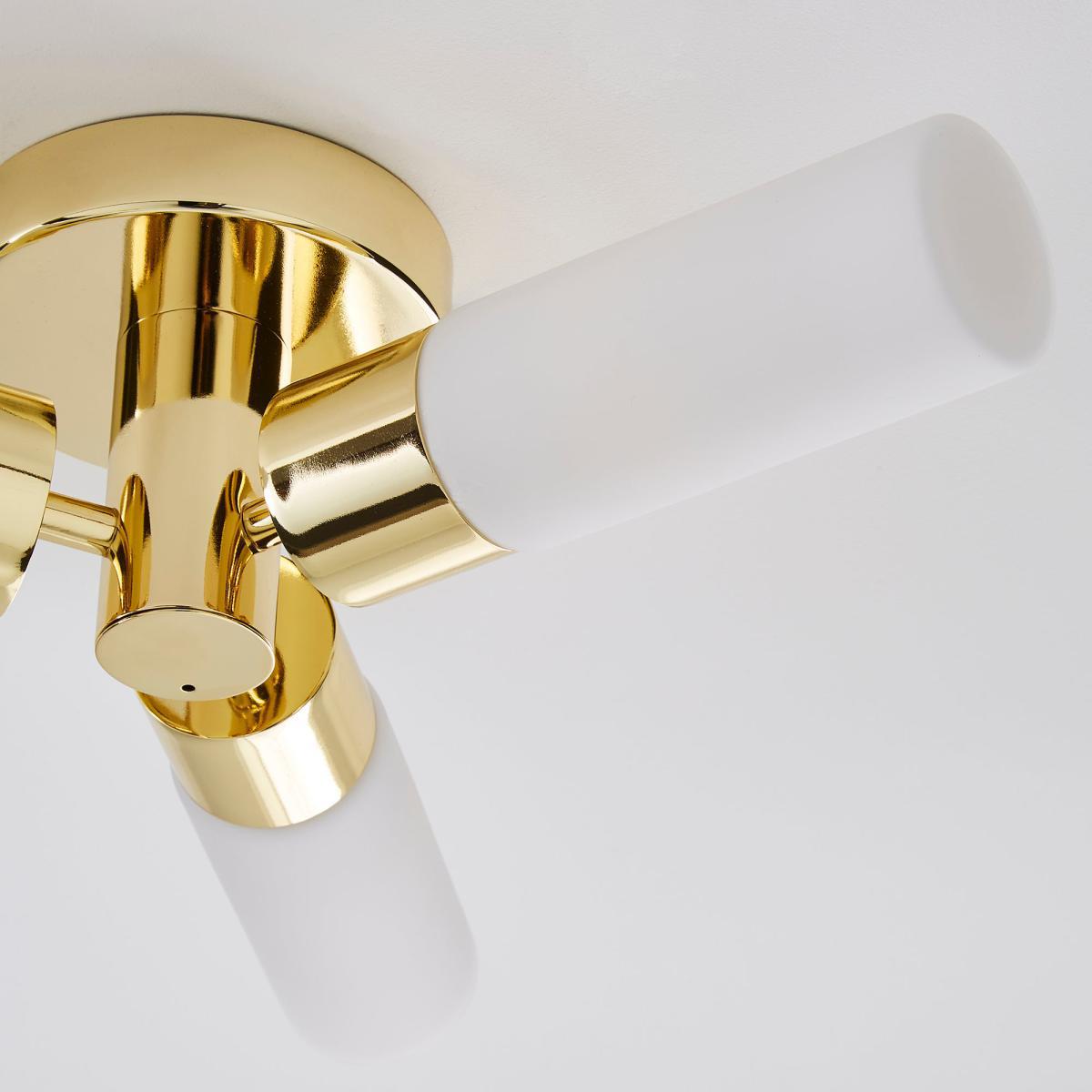 Porto Bathroom 3 Light Ceiling Fitting Brass Brass – image 3