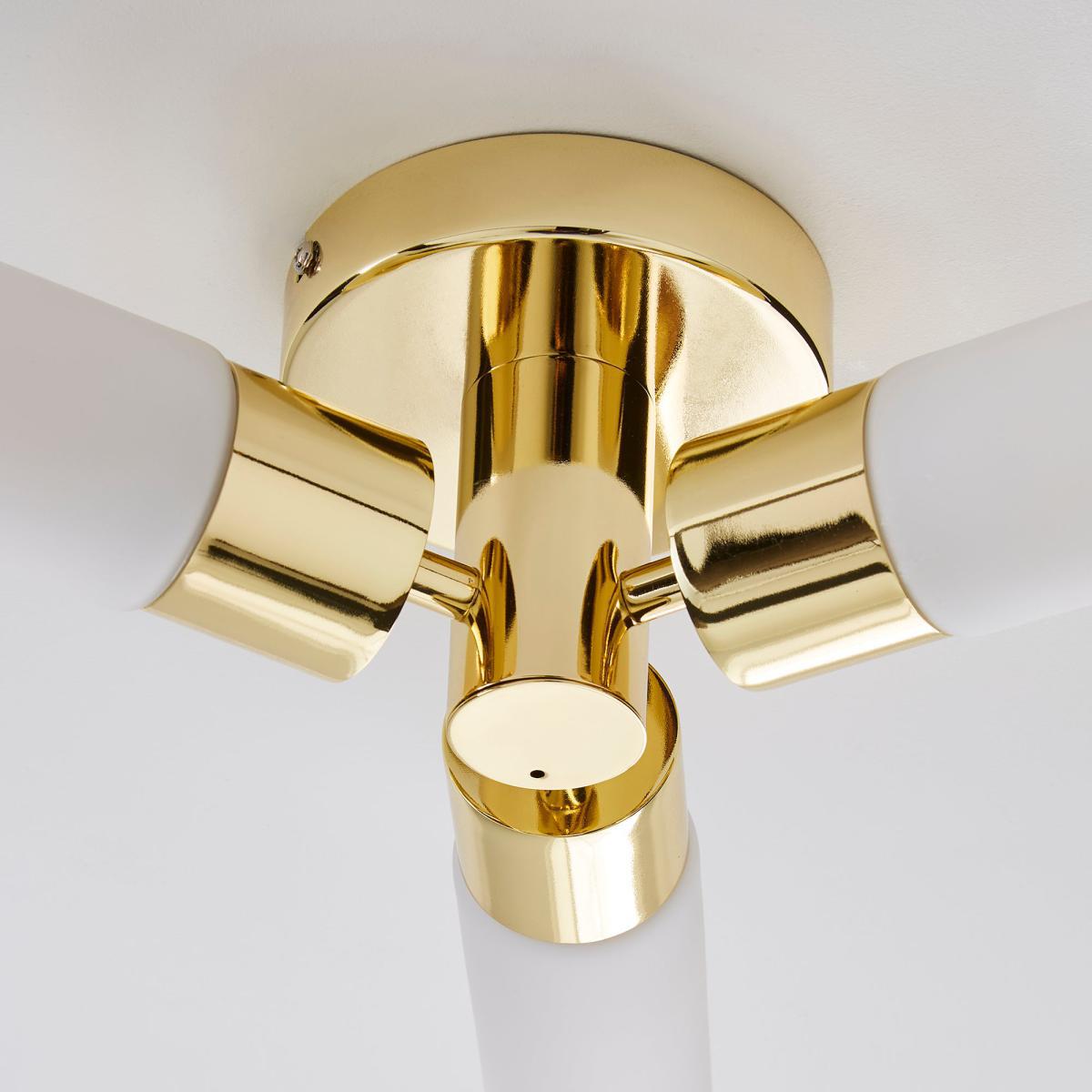 Porto Bathroom 3 Light Ceiling Fitting Brass Brass – image 4