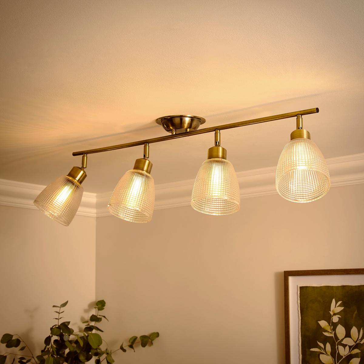 Kibworth Ribbed 4 Light Adjustable Spotlight Bar Brass – image 2