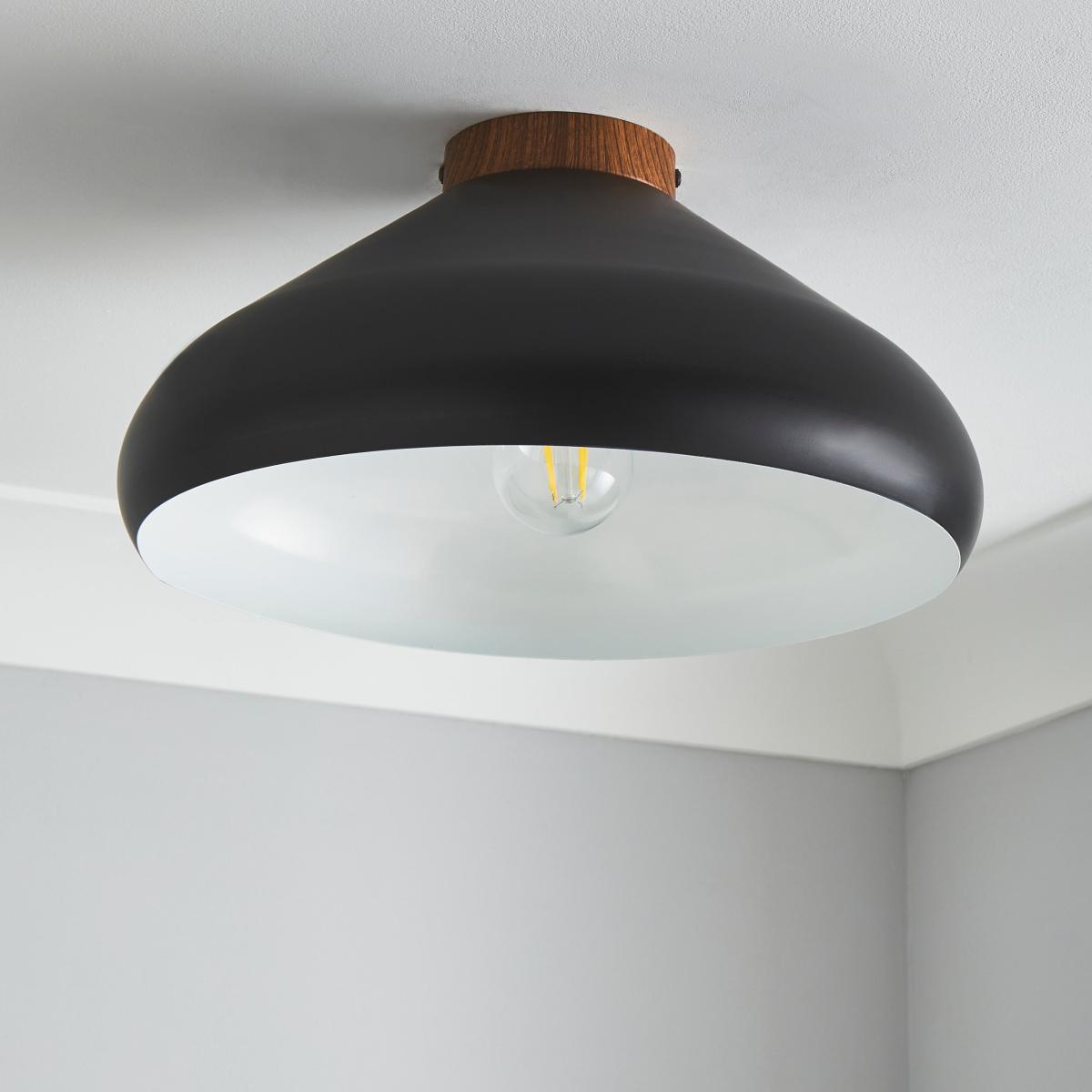 Elements Wolston 1 Light Flush Ceiling Fitting Black – image 2