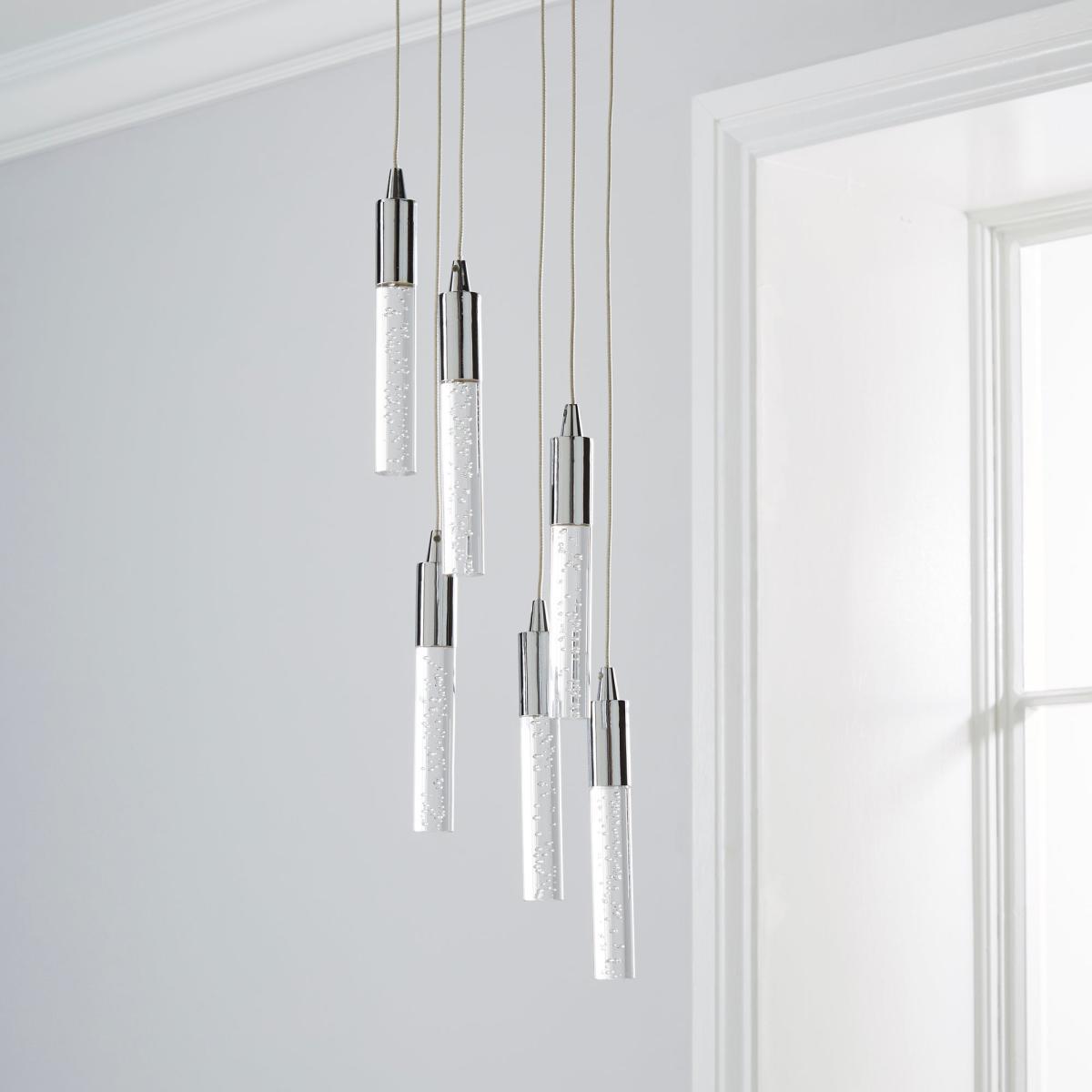 Tassani 6 Light Integrated LED Bubble Glass Cluster Ceilling Fitting Chrome – image 2